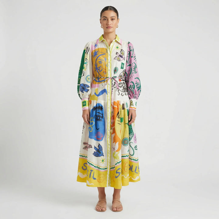 Ausgestelltes Midi-Kleid Mit Grafischem Allover-Print - Natasha
