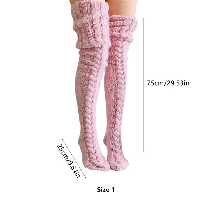 Høje strikkede uldsokker til damer - WarmWool
