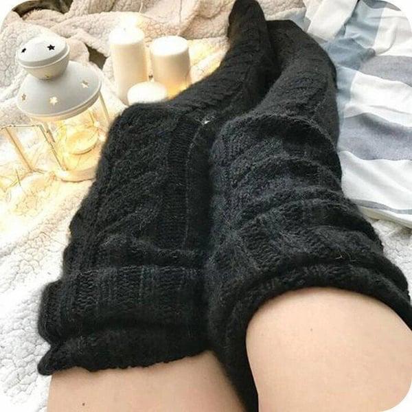 Høje strikkede uldsokker til damer - WarmWool