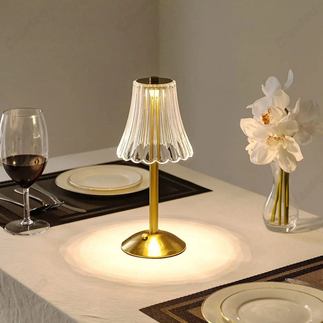 Trådløs bordlampe med krystaldekoration og dæmpbar belysning - GlamLight