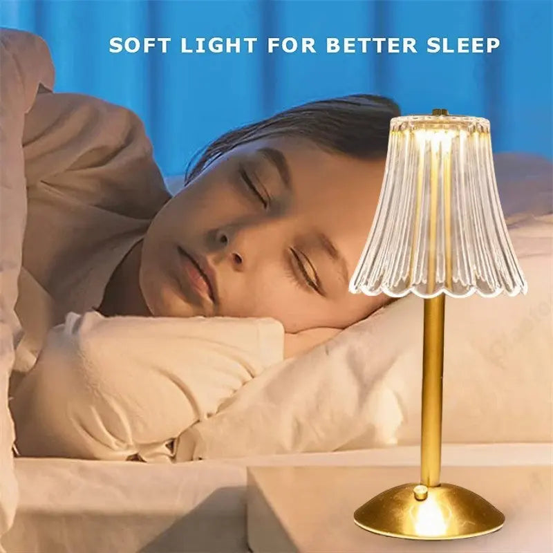Trådløs bordlampe med krystaldekoration og dæmpbar belysning - GlamLight
