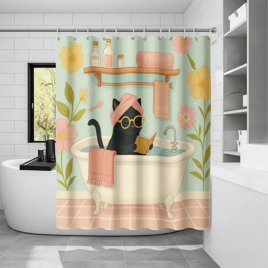 Bedruckter Lustiger Badevorhang - Purrshower