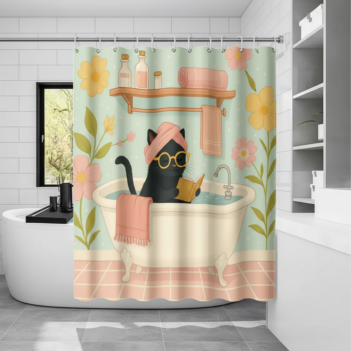 Bedruckter Lustiger Badevorhang - Purrshower