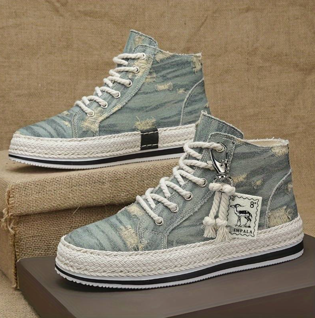 Herre high-top denim-sneaker med gripsål og ankelstøtte – Jarek