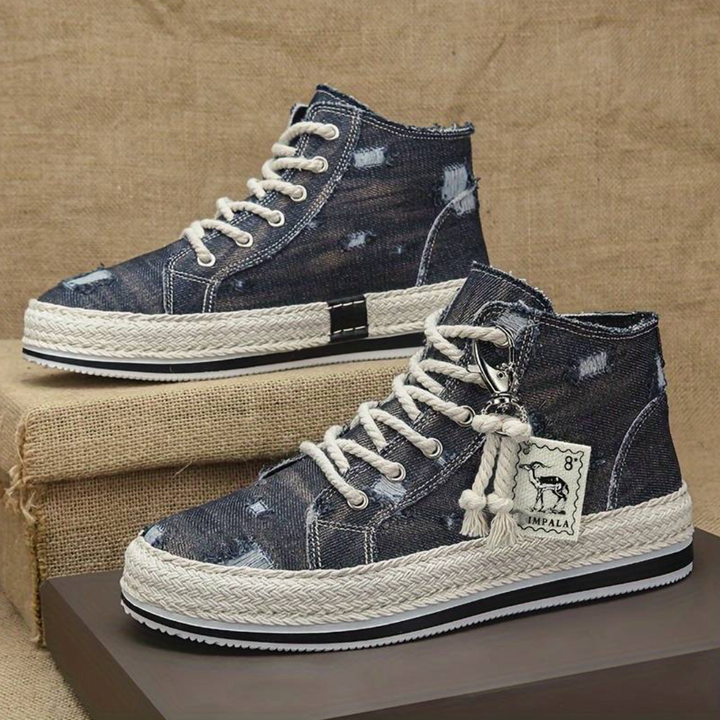 Herre high-top denim-sneaker med gripsål og ankelstøtte – Jarek