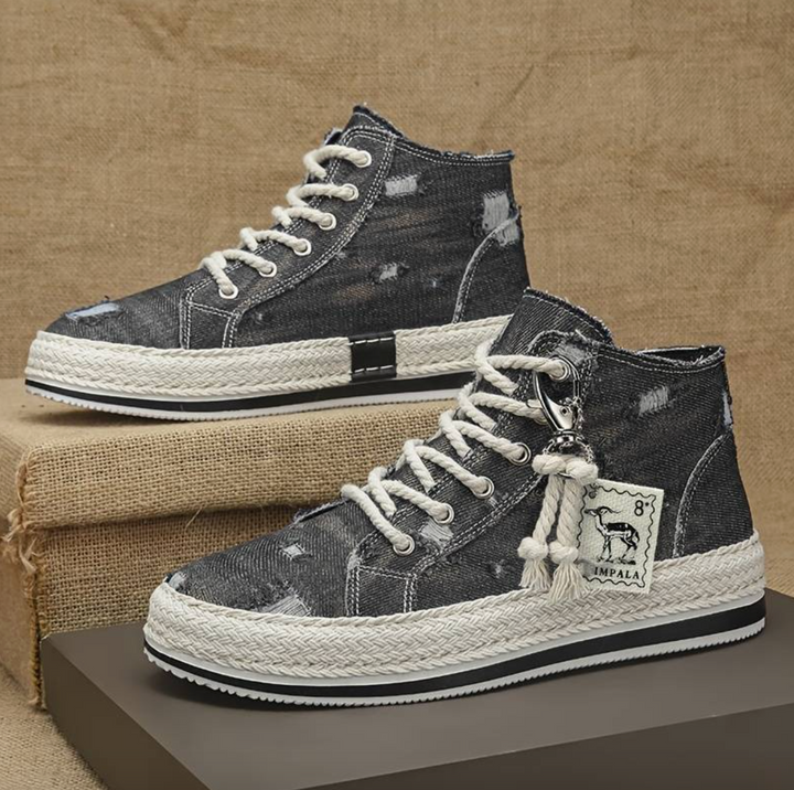 Herre high-top denim-sneaker med gripsål og ankelstøtte – Jarek