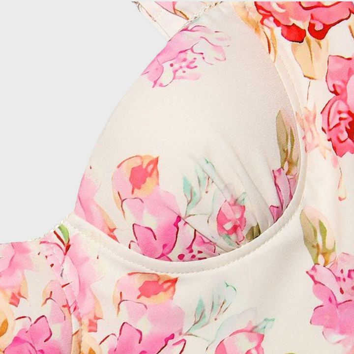 Blomstret midi-kjole med vidde – Mireille