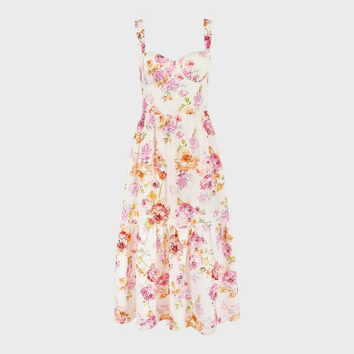 Blomstret midi-kjole med vidde – Mireille
