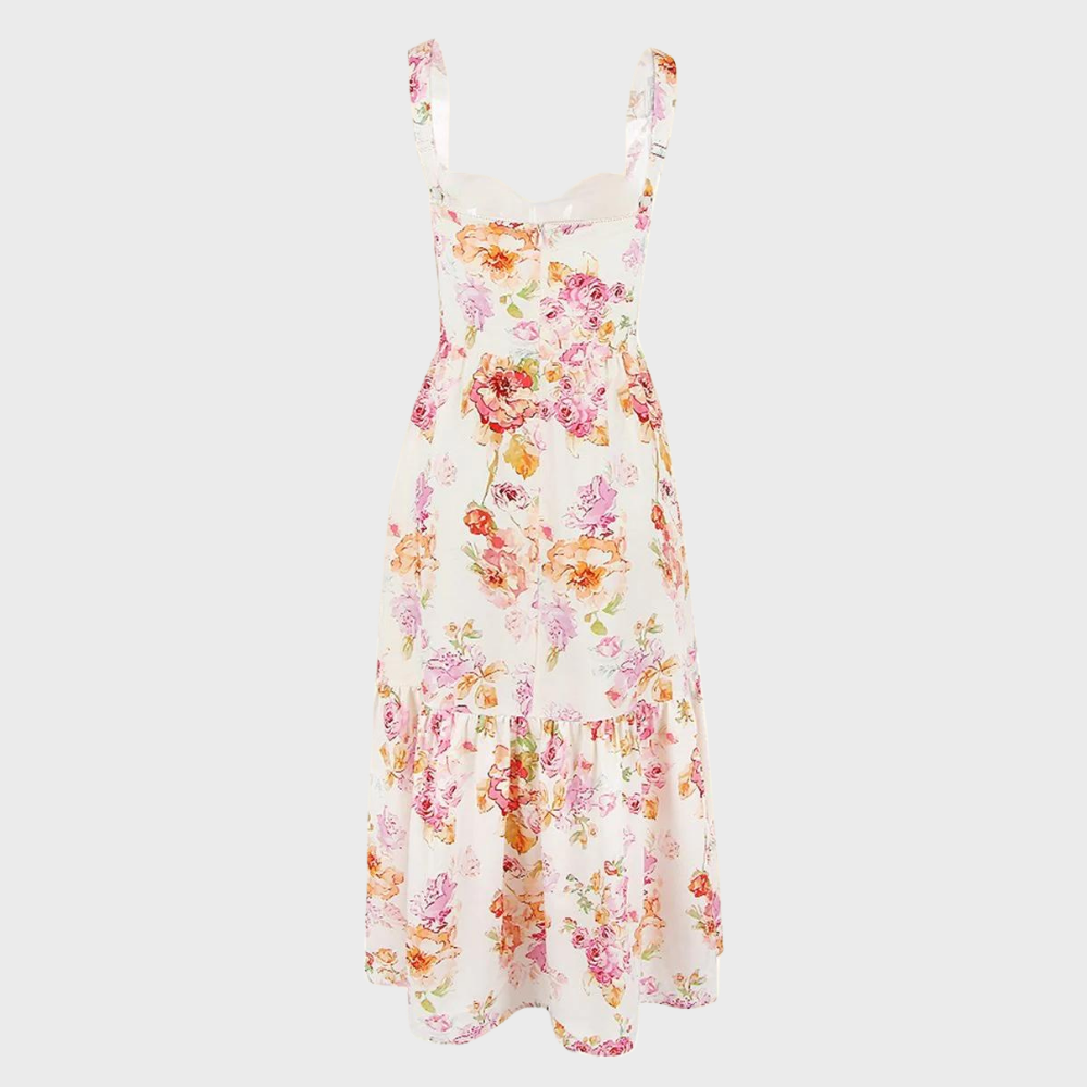 Blomstret midi-kjole med vidde – Mireille