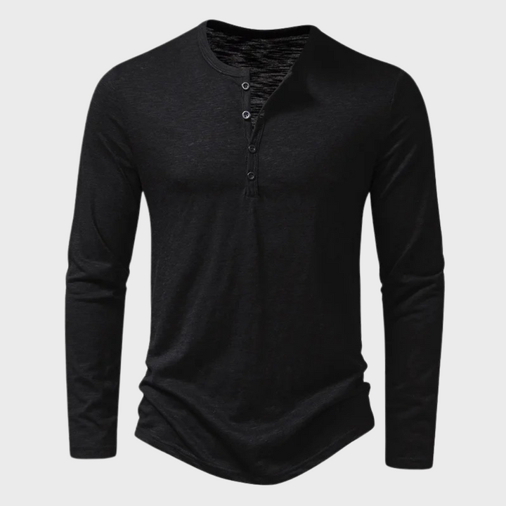 Herre Henley-shirt med lange ærmer – Einar