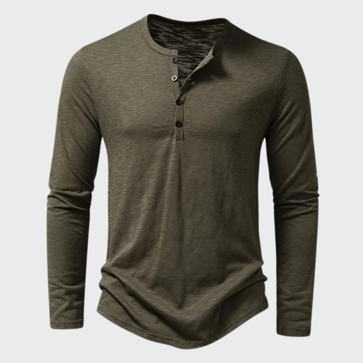 Herre Henley-shirt med lange ærmer – Einar