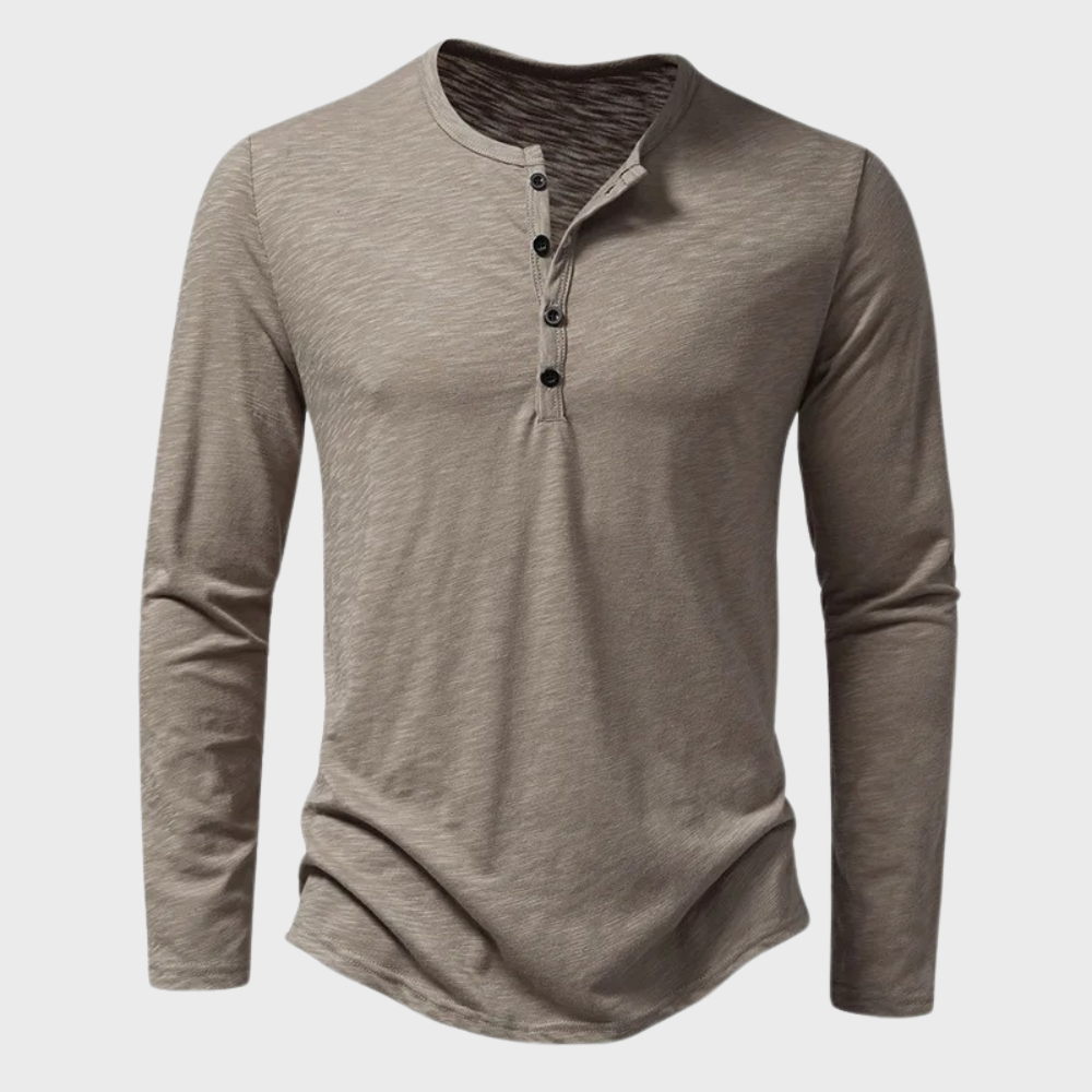 Herre Henley-shirt med lange ærmer – Einar
