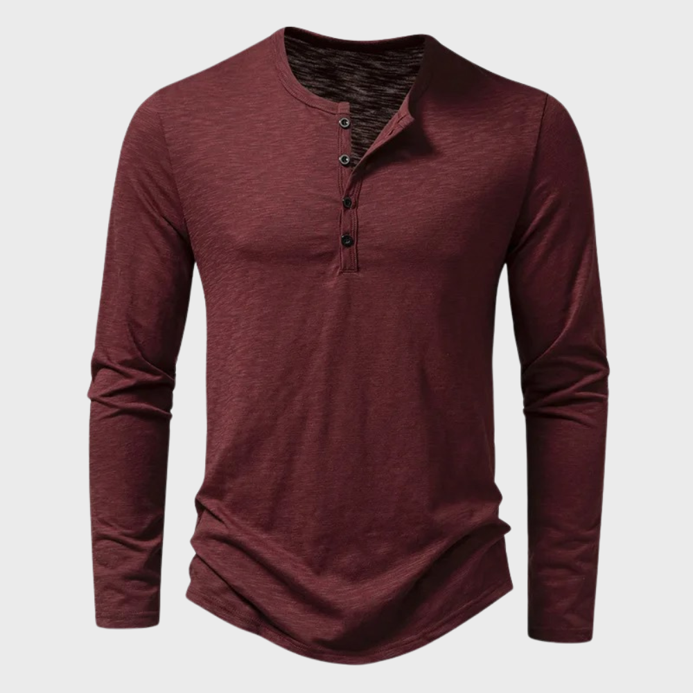 Herre Henley-shirt med lange ærmer – Einar