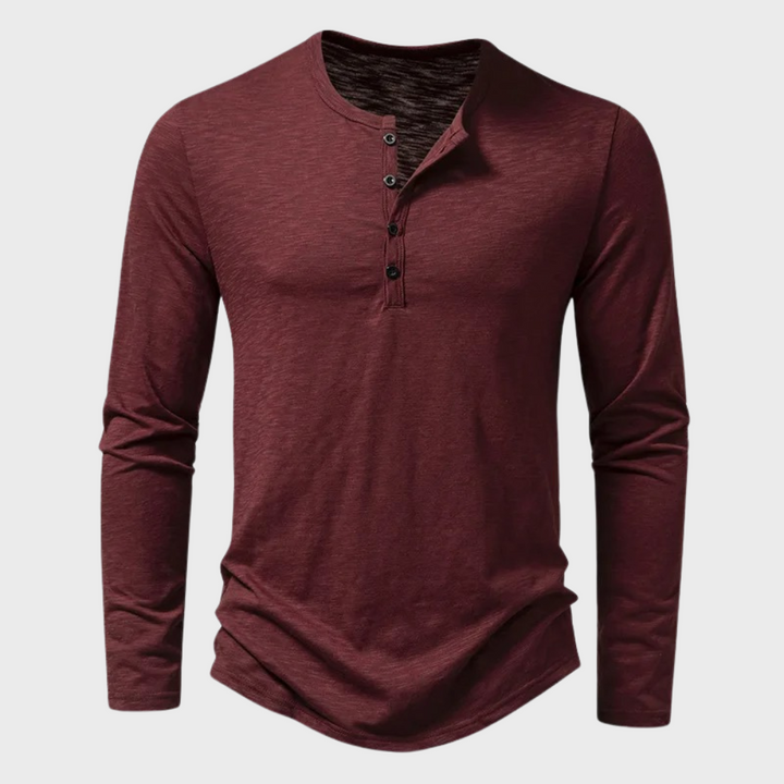 Herre Henley-shirt med lange ærmer – Einar