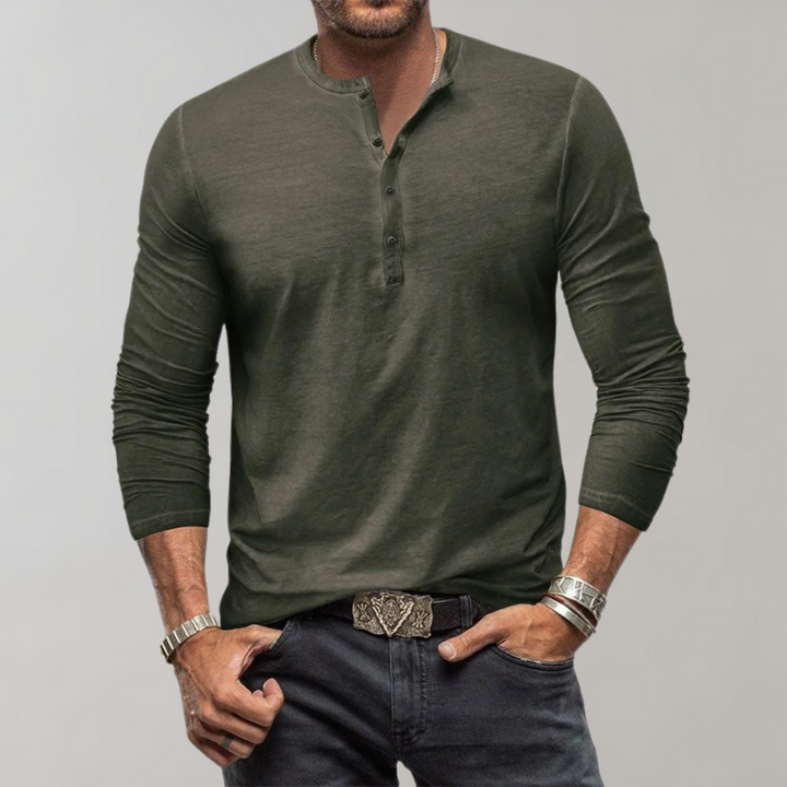 Herre Henley-shirt med lange ærmer – Einar