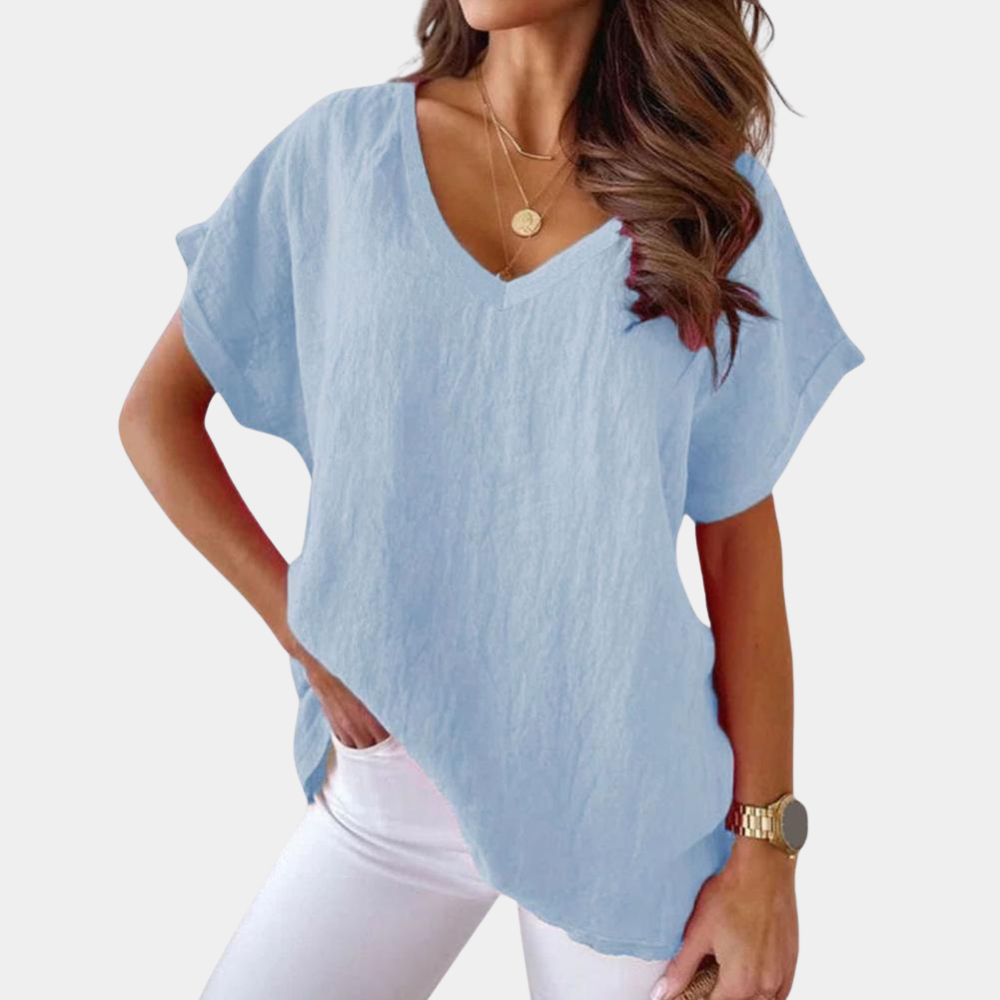Casual dame-T-shirt med V-hals – Yuna