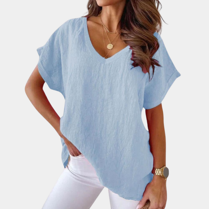 Casual dame-T-shirt med V-hals – Yuna