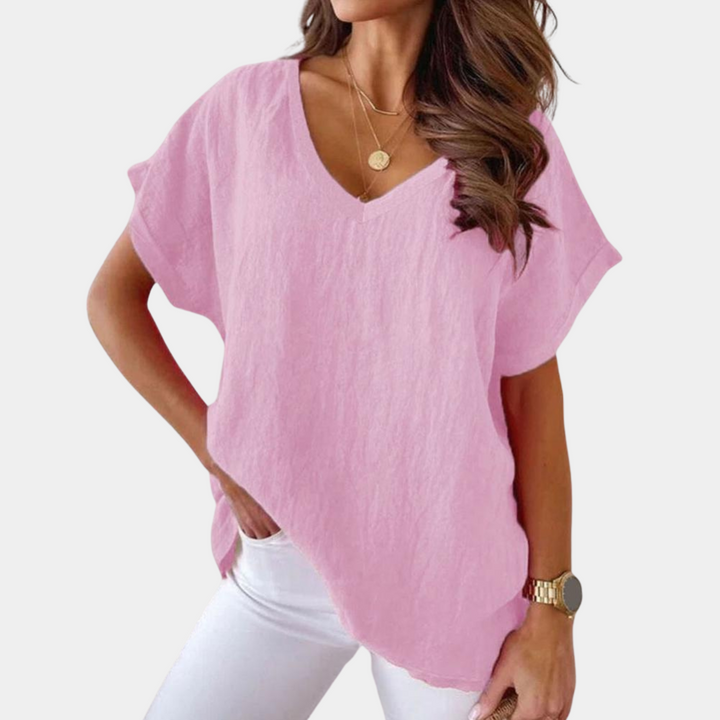 Casual dame-T-shirt med V-hals – Yuna