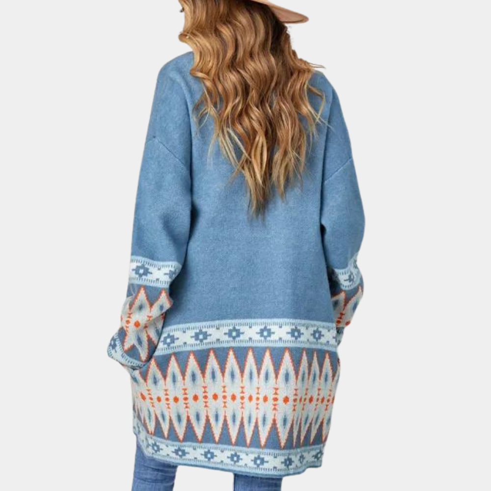 Dame Boho Strikcardigan i blød materiale – Selina