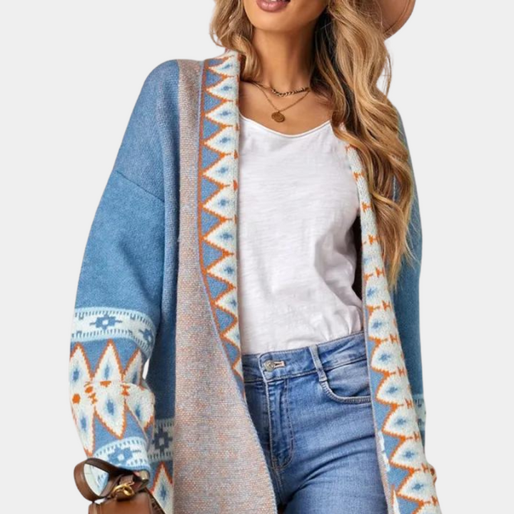 Dame Boho Strikcardigan i blød materiale – Selina