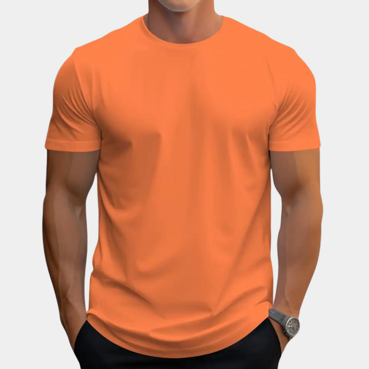 Orange herre-T-shirt med rund hals – Jaron