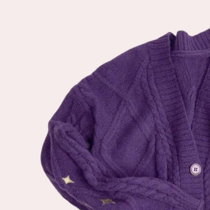 Strikkjacket til damer med jordbær-detaljer – Poppy