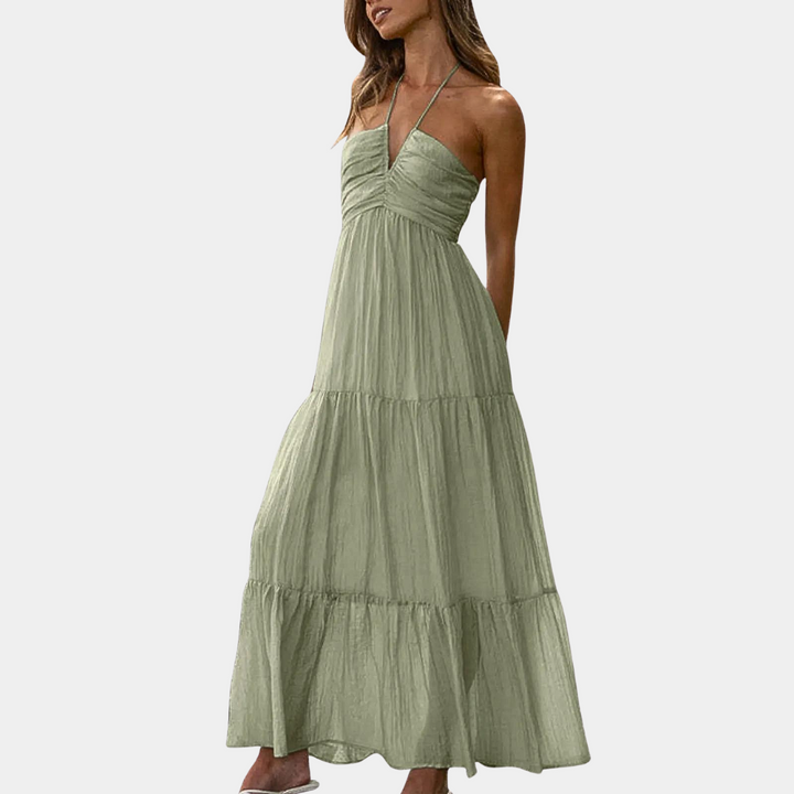 Lang sommerkjole med halterneck – Soraya
