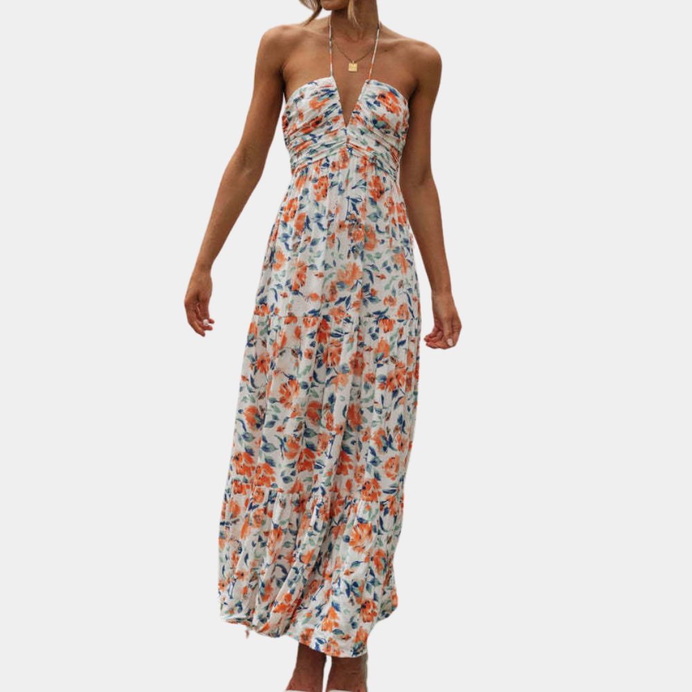 Lang sommerkjole med halterneck – Soraya