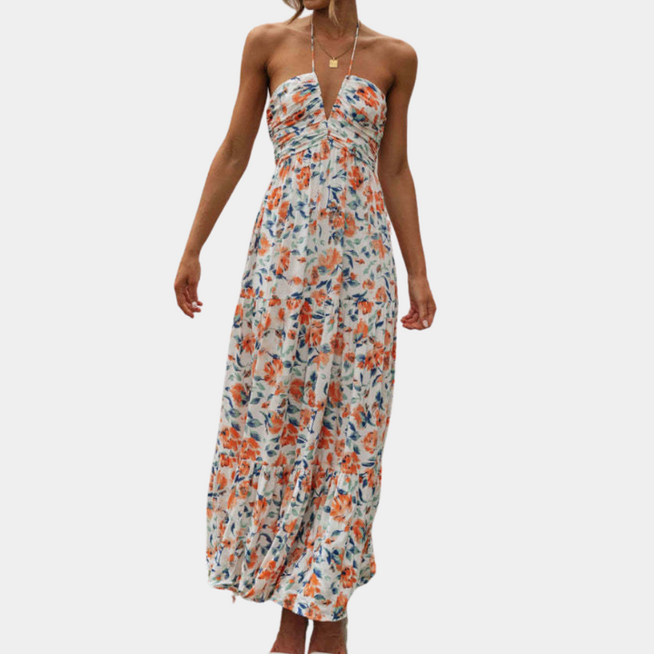 Lang sommerkjole med halterneck – Soraya