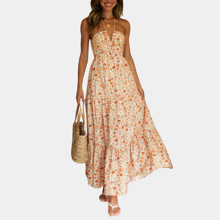Lang sommerkjole med halterneck – Soraya