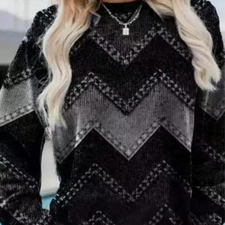 Strikpullover til kvinder med chevron-mønster - Ylva