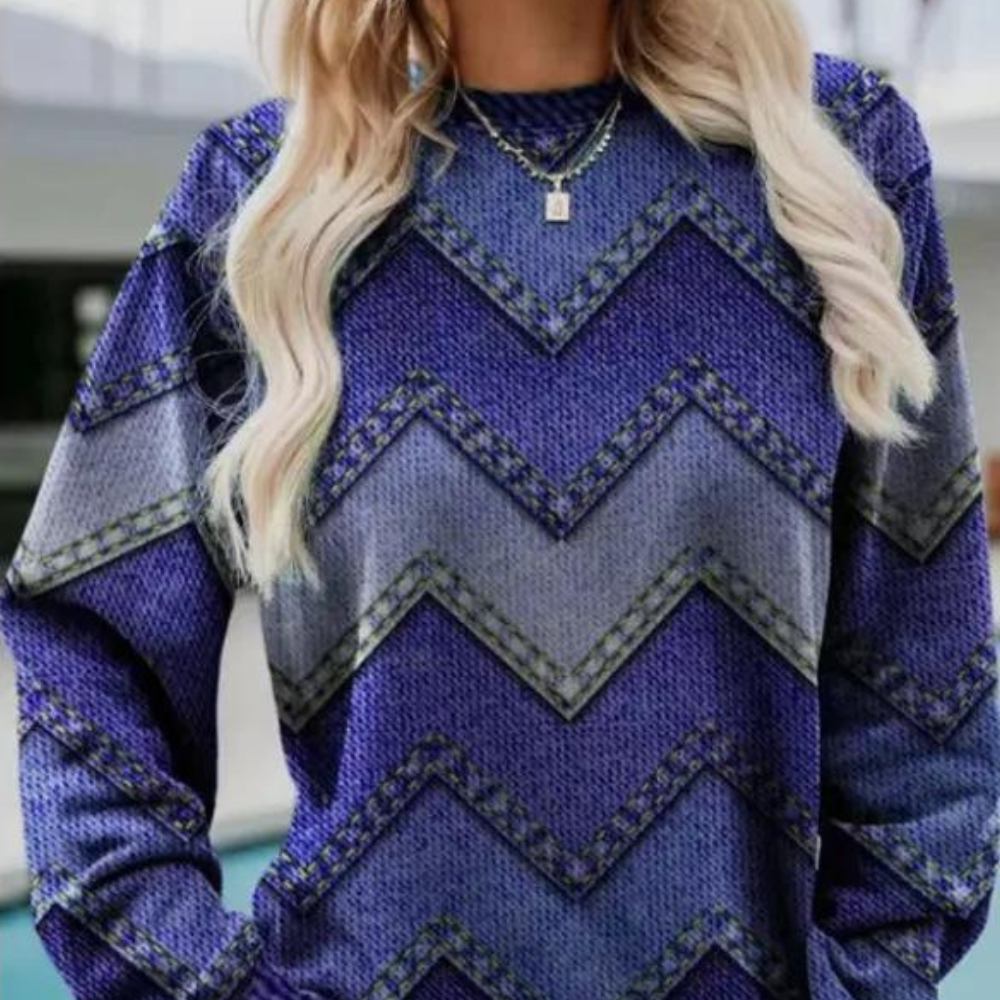 Strikpullover til kvinder med chevron-mønster - Ylva