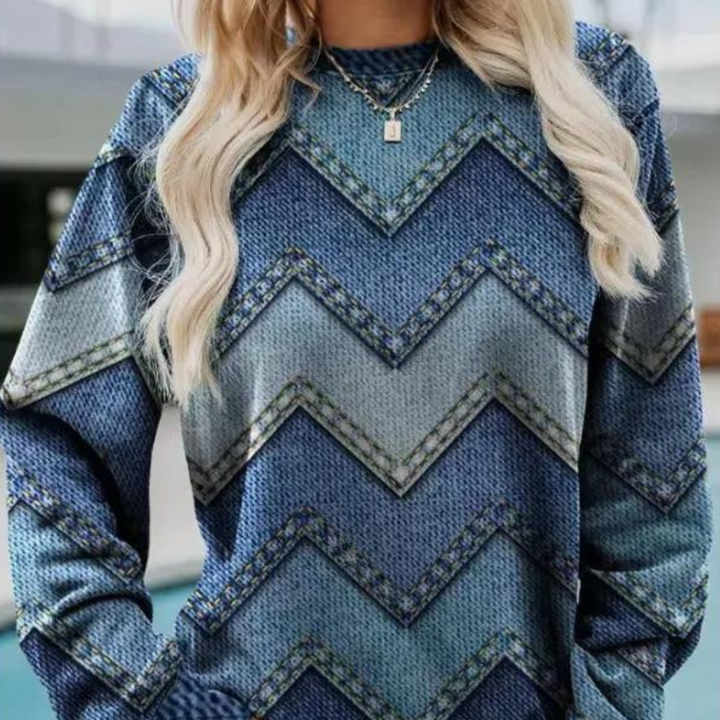 Strikpullover til kvinder med chevron-mønster - Ylva