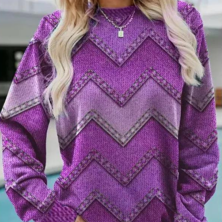 Strikpullover til kvinder med chevron-mønster - Ylva