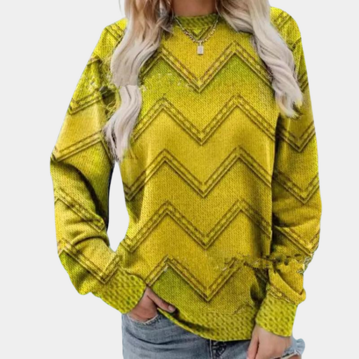 Strikpullover til kvinder med chevron-mønster - Ylva