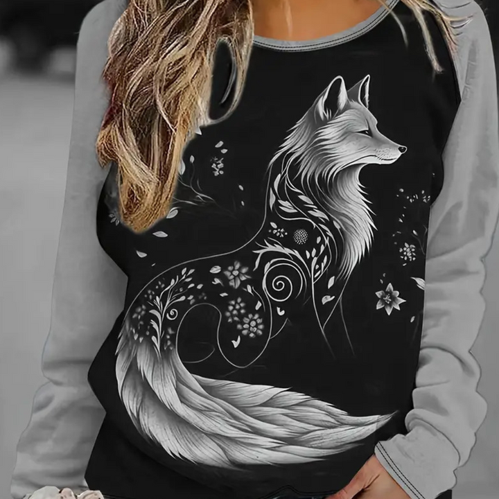 Dame Sweatshirt med rævestempel – Nora