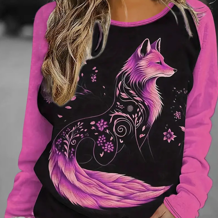 Dame Sweatshirt med rævestempel – Nora