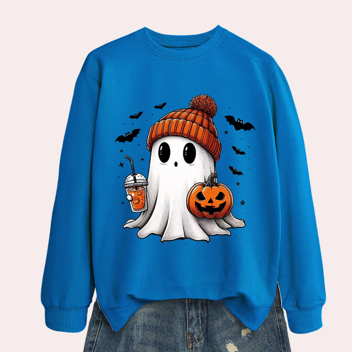 Dame Halloween sweatshirt med spøgelsesprint - Liora