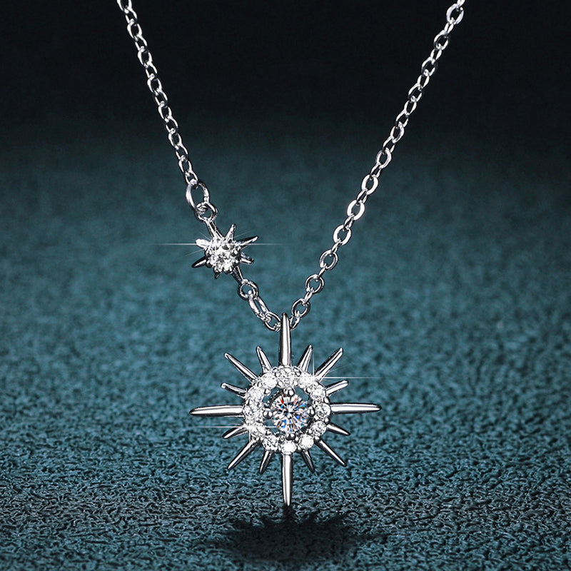 Echt Moissanite Diamant Hexagramm Anhänger Halskette, 925 Sterling Silber, für Frauen.