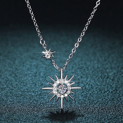 Echt Moissanite Diamant Hexagramm Anhänger Halskette, 925 Sterling Silber, für Frauen.