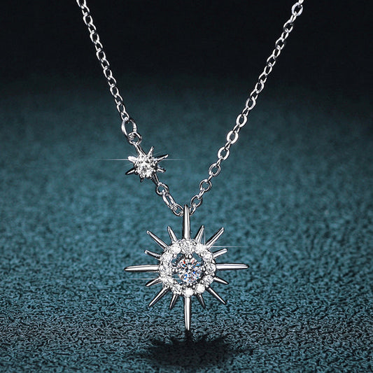 Echt Moissanite Diamant Hexagramm Anhänger Halskette, 925 Sterling Silber, für Frauen.