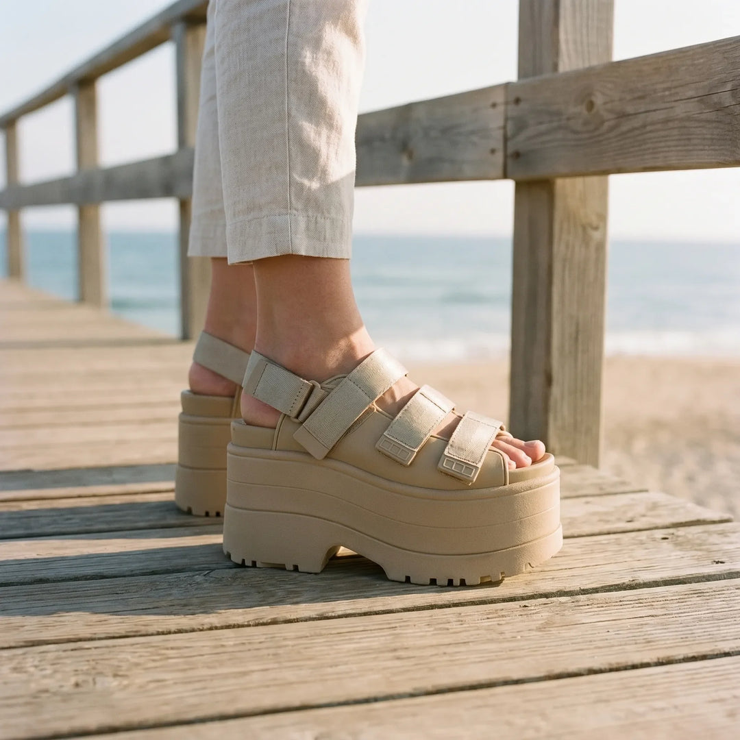 Chunky Retro-Plateausandaler - Ruby