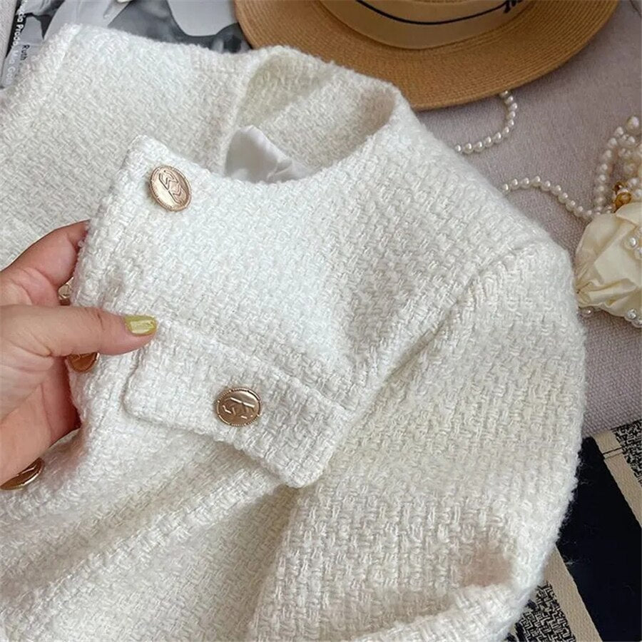 Dame strikjakke med rund hals – Celeste