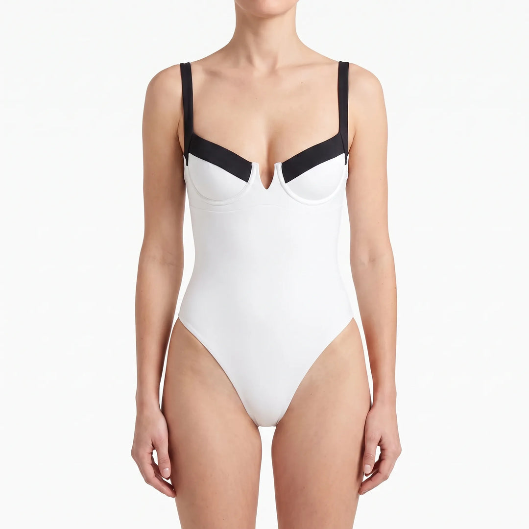 Colour-Block Strapless Beach Bodysuit - Lillian