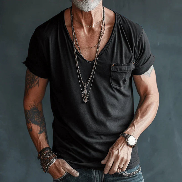 Deep V-Neck Short Sleeve Tee - Ross