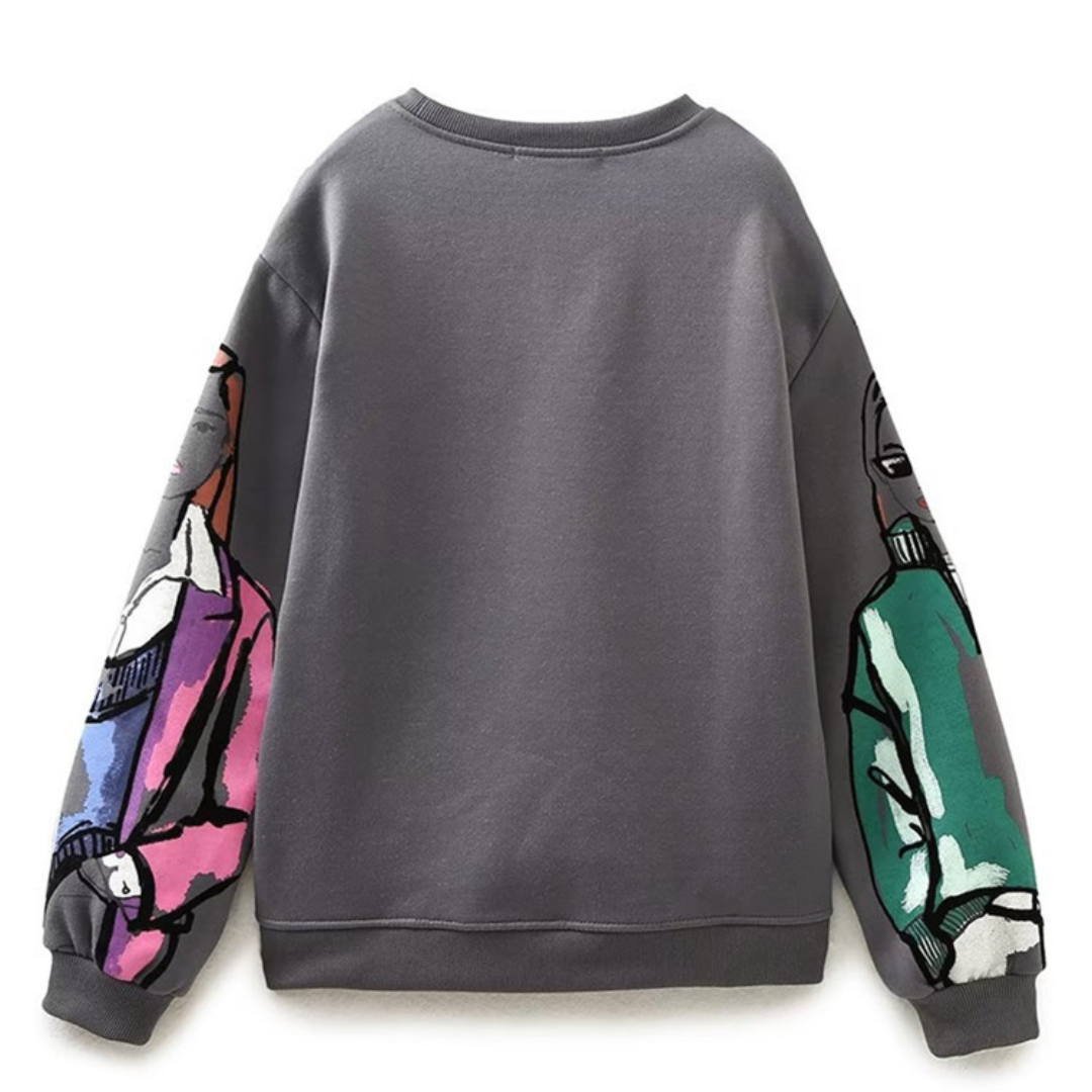 Løsthængende uldprint-sweater - Elise