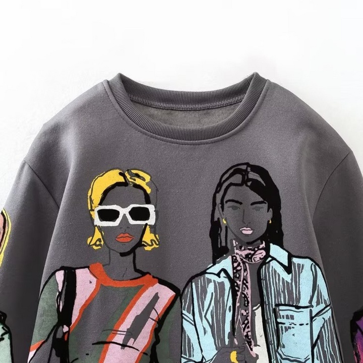 Løsthængende uldprint-sweater - Elise