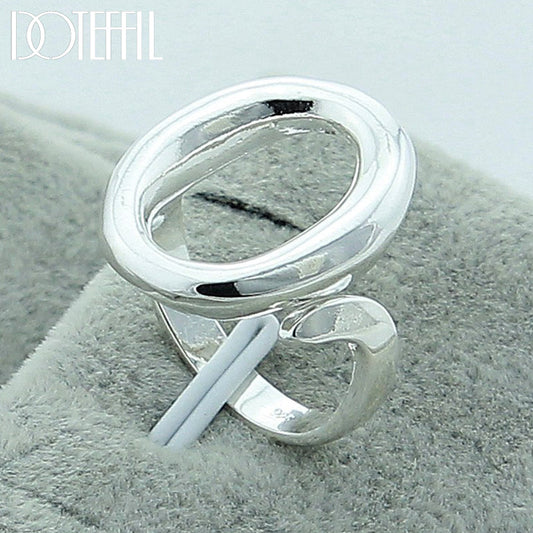 925 Sterling Silber verstellbarer Ring, offenes Kreisdesign, Damen Schmuck, Hochzeit, Party