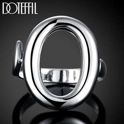 Verstellbarer 925 Sterling Silber Ring, offenes O-Design, Damen Schmuck, Hochzeit, Party.