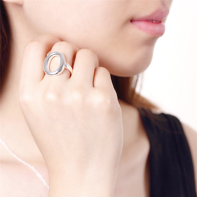 Damenring 925 Sterling Silber, verstellbar, offenes Kreisdesign, Schmuck für Hochzeit.